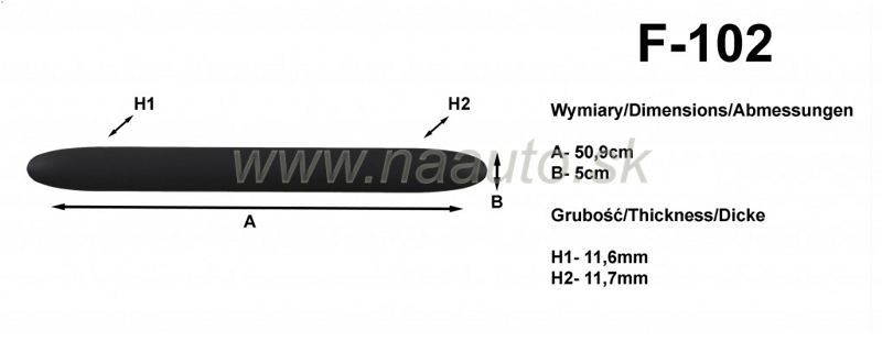 Lišta na nárazníky 51 cm, MODEL F-102